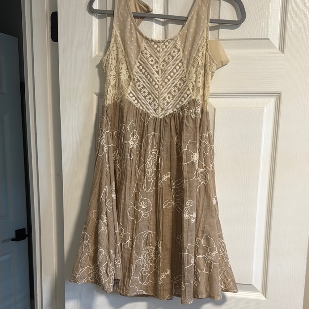 RYU: Beige and Cream Floral Dress